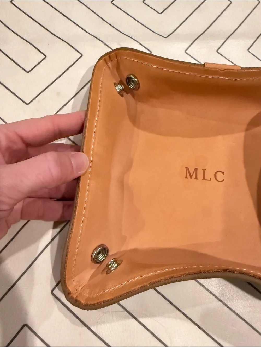 Jon Hart Personalized Brown Leather Valet Tray - Monogram MLC